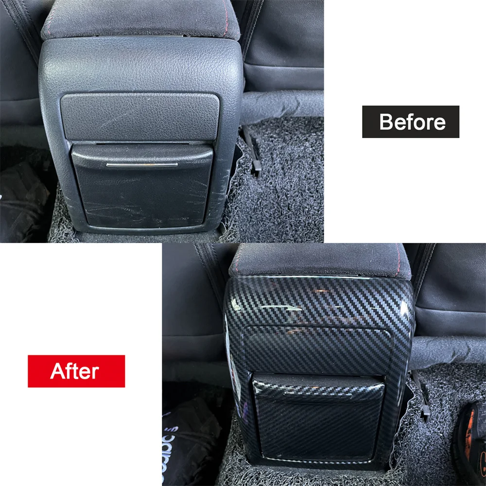for Subaru WRX STI 2015 2016 2017 Car Accessories Rear Armrest AC Air Vent Cover Trim ABS Carbon Black 2pcs (Not Fit 2018 Model)