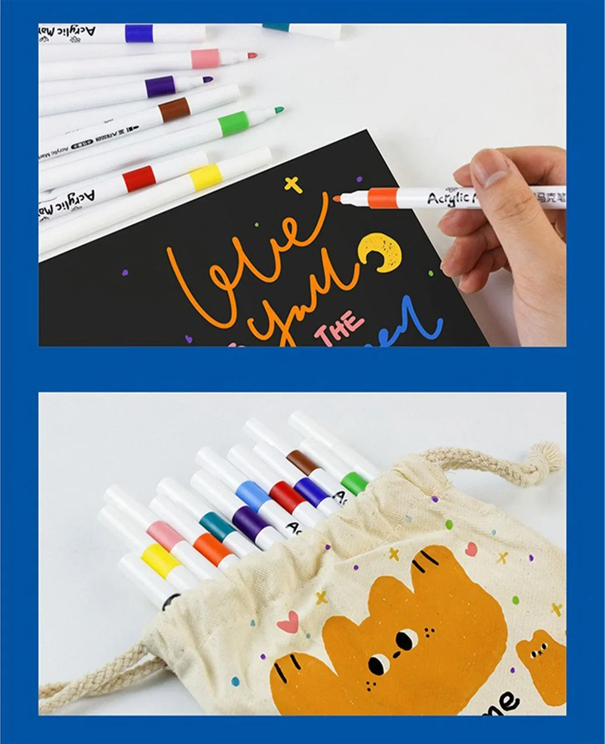 12-80 لون قلم تحديد أكريليك التجفيف السريع صندوق PVC مواد متعددة اللوحة مزيج القرطاسية الكورية لوازم الفن #6