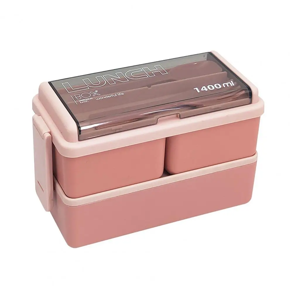 1400ml Food Container Double-Layer Microwave Safe BPA-Free Bento School Kids Lunch Box Portable Bento Lunch Box