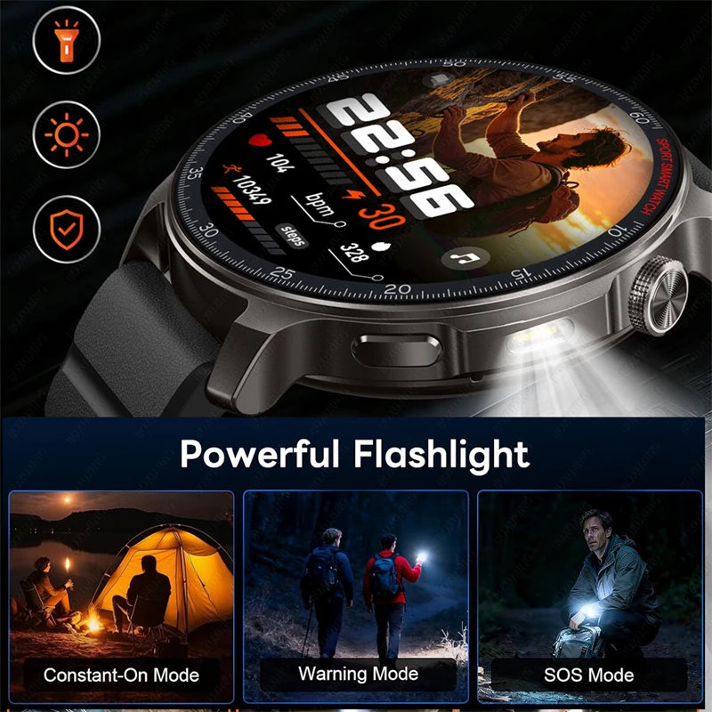 2026 New T-Rex41000mAh Battery Smart Watch IP68 Waterproof LED Flashlight GPS Sports Running Tracker Outdoor Military Smartwatch