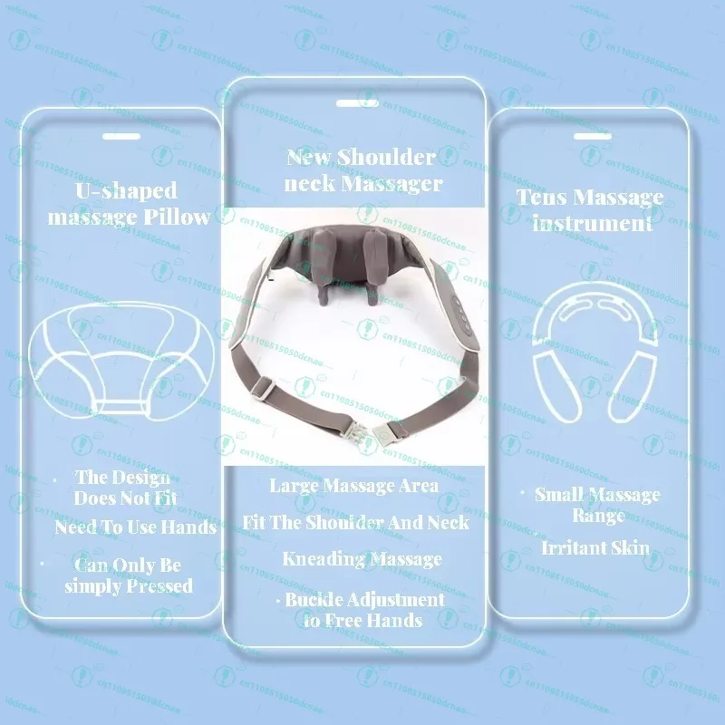Intelligent Cordless Neck Massager Pain Relief Deep Tissue 3D Kneading Pillow Vibration Shiatsu Back Neck and Shoulder Massage view 5