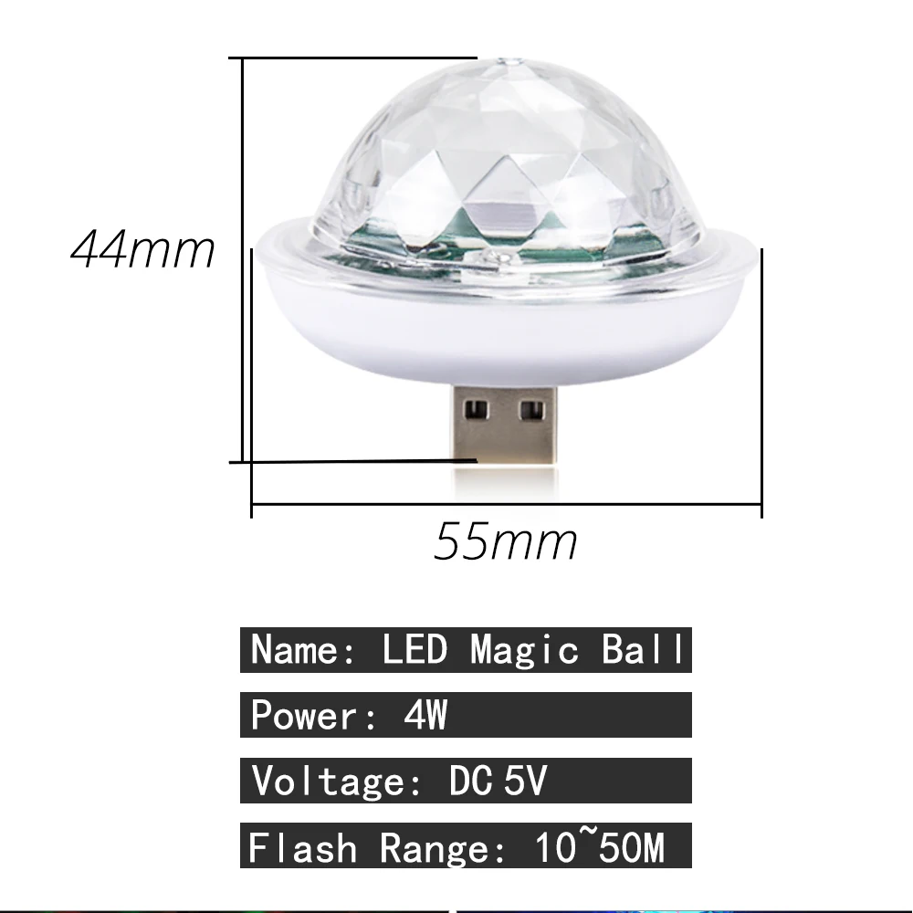 1pc LED Magic Dj Light Night Light USB Disco Light Stage Lighting Effect Light Micro USB Crystal Disco Ball Sound Party Lights