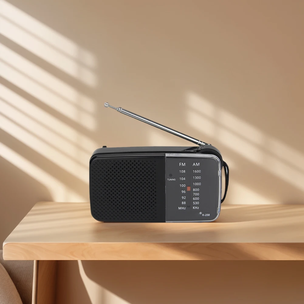 راديو AM FM محمول يعمل بالبطارية جهاز استقبال راديو جيب صغير مع مكبر صوت هوائي تلسكوبي للبث الداخلي والخارجي