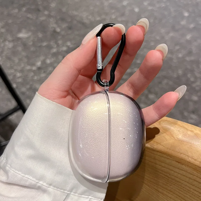 Przezroczyste etui na słuchawki HONOR CHOICE Earbuds Clip 2 Pro (2026) Odporne na wstrząsy, gradientowe czarne, miękkie etui ochronne z TPU z karabińczykiem. — zdjęcie produktu 2
