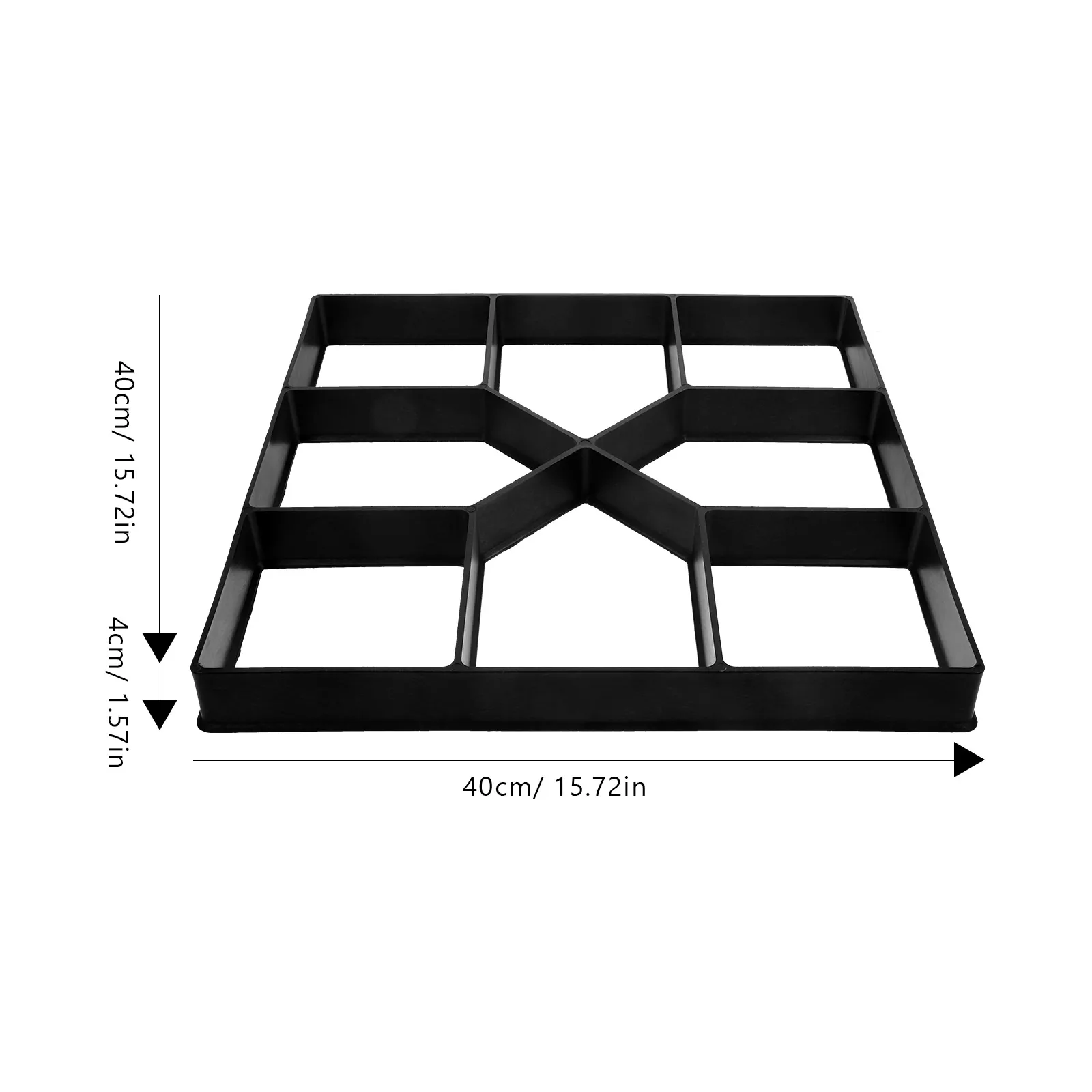 Black Garden Pavement Mold DIY Plastic Concrete Stepping Stone Mold Durable Smooth Easy Bending for Balcony Garden Path