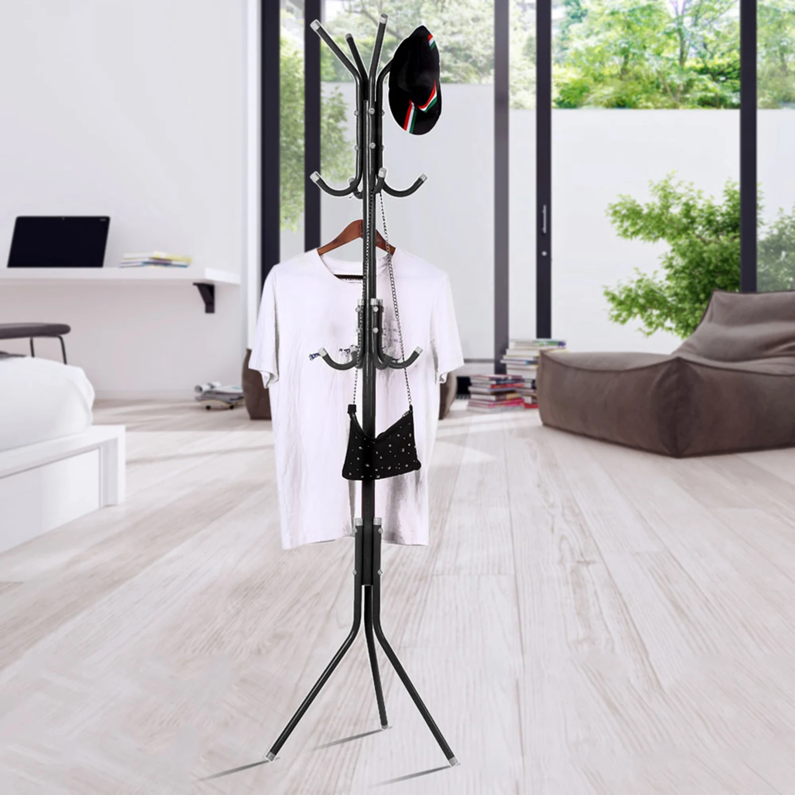 

Multi Hook Metal Coat Hat Rack Tree Stand Clothes Bag Hanger Organizer For Home Bedroom