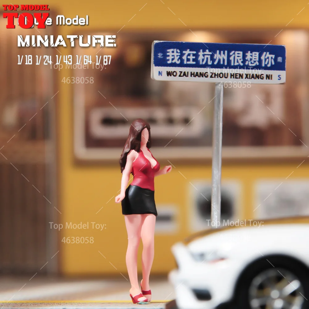 Painted Miniatures 1/64 1/87 1/43 Dancing Lady Wearing High Heels Short Skirts Scene Figure Accessory Unpainted Model ForDecorat