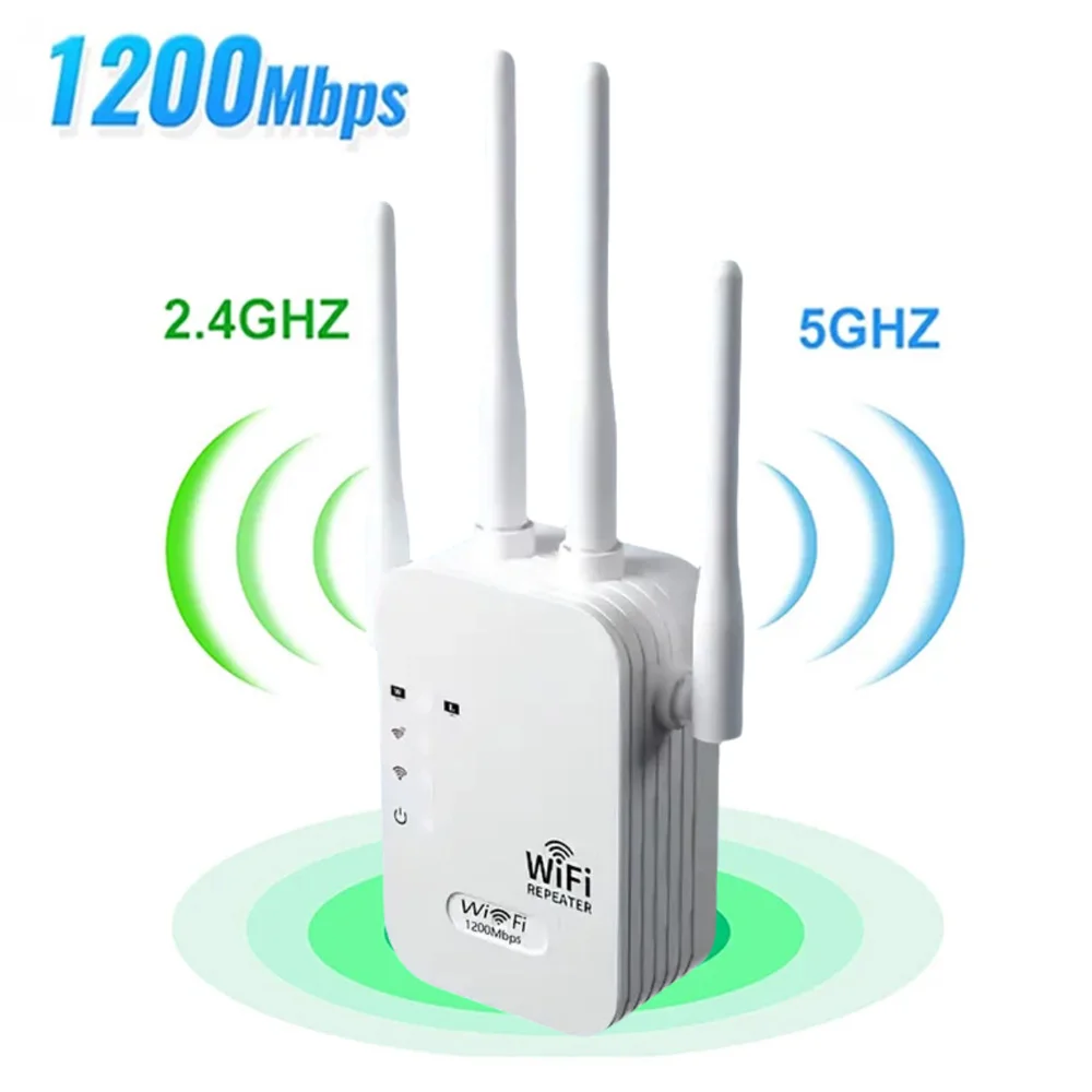 WiFi Repeater 1200Mbps Wireless Extender WiFi Booster 5G 2.4G Dual-band Network Amplifier Long Range Signal WiFi Router for Home