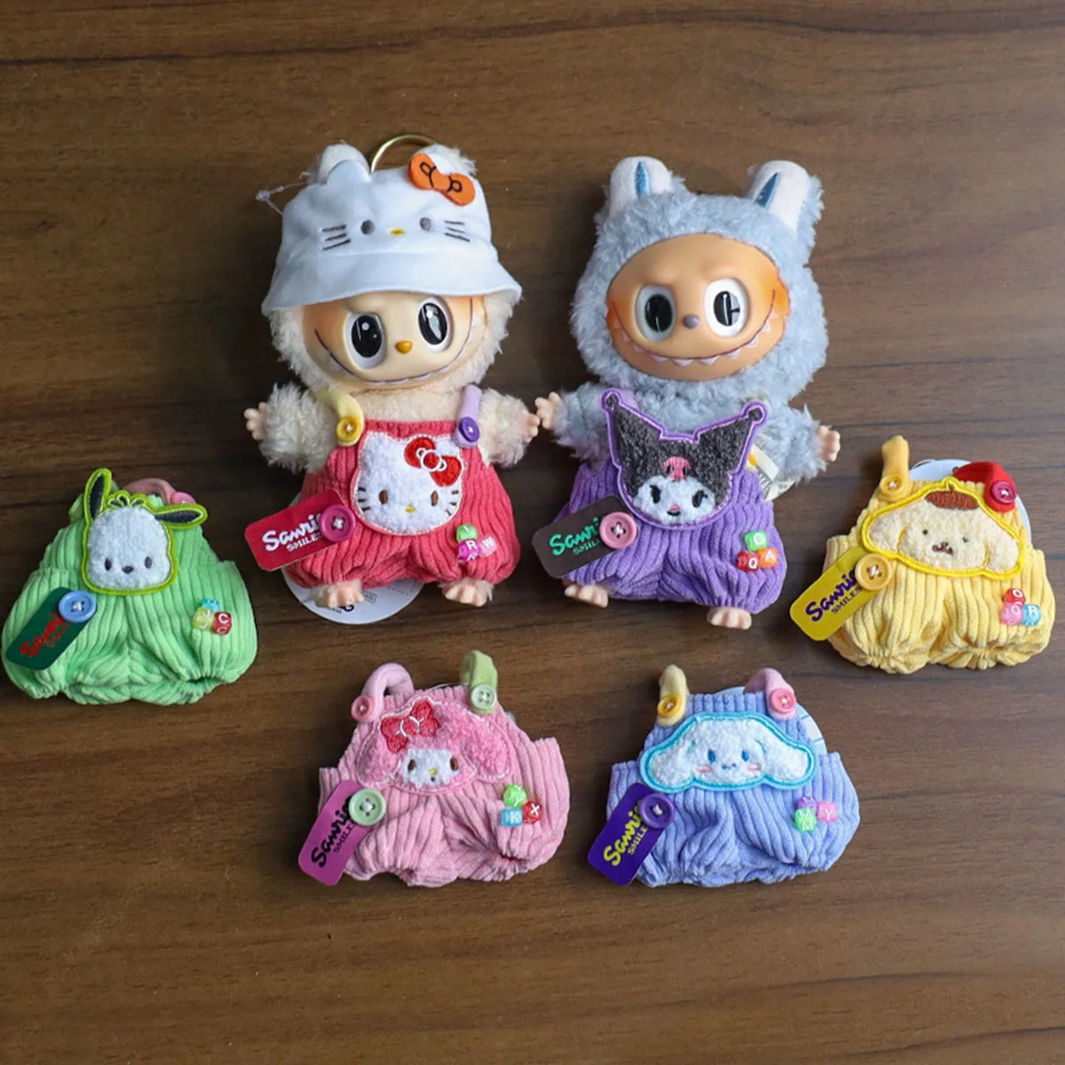 Cute Plush Doll Clothes Outfit Sanrio Hello Kitty Strap Pants Cute Style Clothes for Labubu Doll Accessories Gift