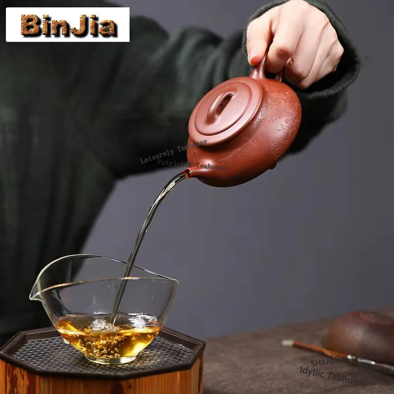 210ml Classic Yixing Purple Clay Teapots Master Handmade Cloud Scoop Pot Raw Ore Downhill Mud Kettle Zisha Tea Set Accessories
