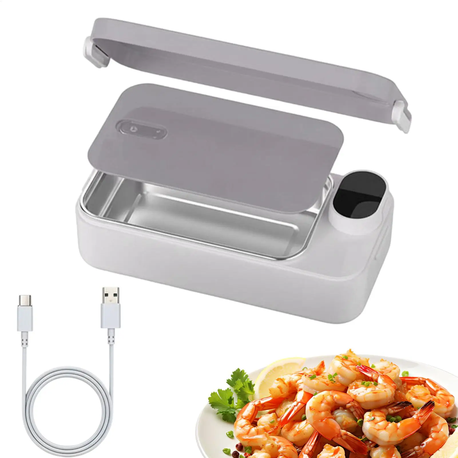 Heated Lunch Box Rechargeable Portable Electric Lunch Box with 304 Stainless Steel Container Lunch Outdoor Hot Meal