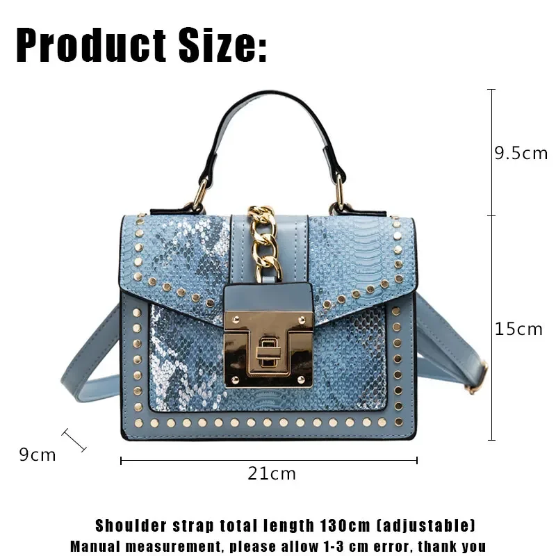 YoReAi Leather Handbags for Women Luxury Fashion Handbag Snake Skin Woman Bags Designer Small Square Pack Shoulder Diagonal Bag