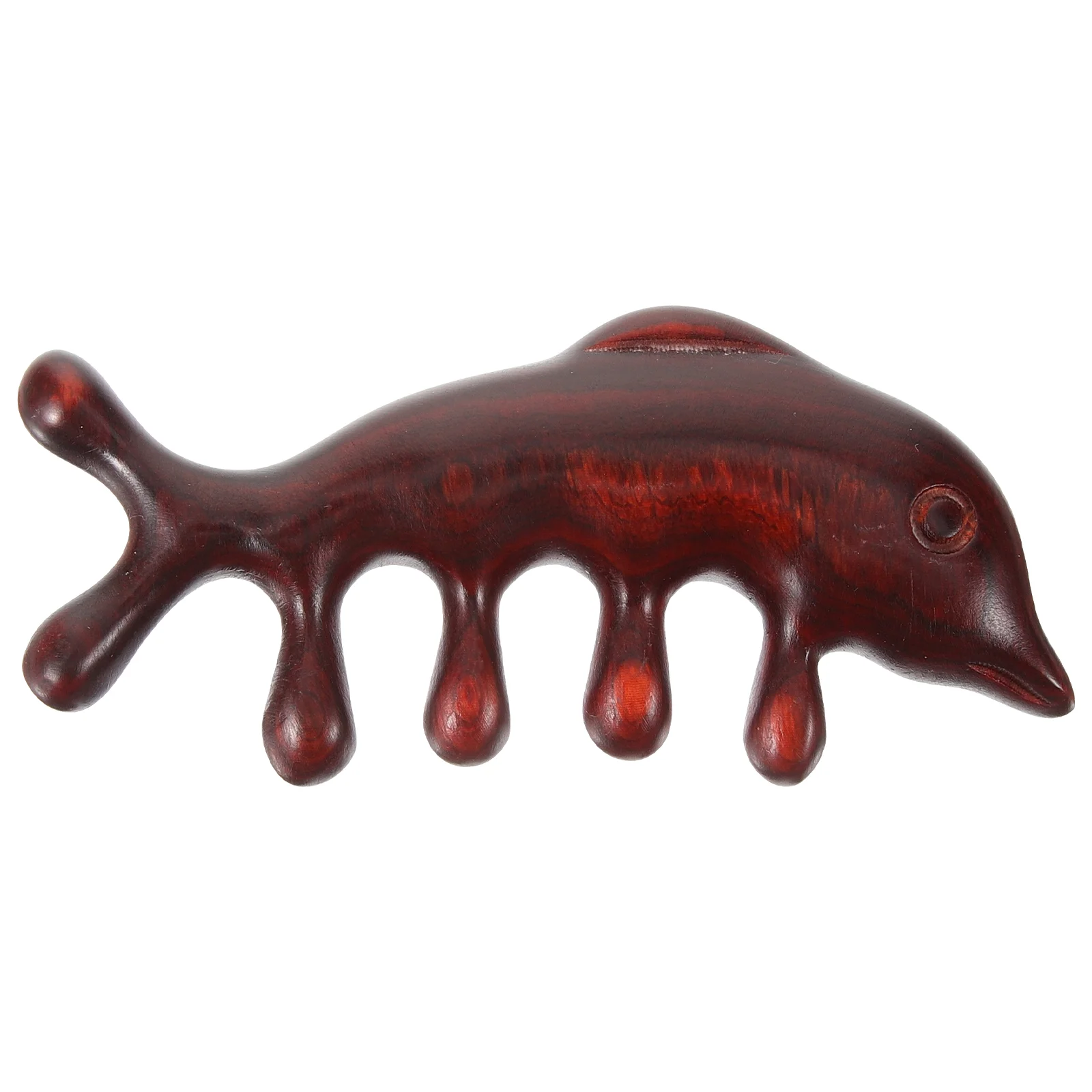 Wide Tooth Comb Dolphin Massage Wood Portable Wooden Five Fingers Hair Detangling Light Brown