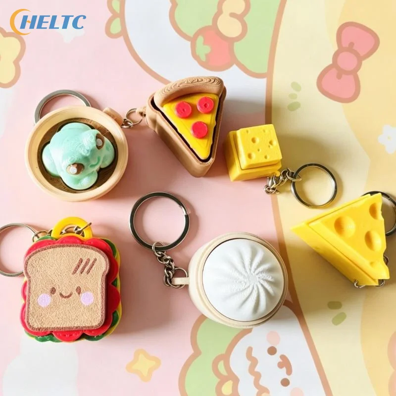 1Pcs Simulation Bun Keyboard Clicker Keychain Mini Steamed Bun Stress Relief Sensory Fidget Toys For Autism ADHD Decompression
