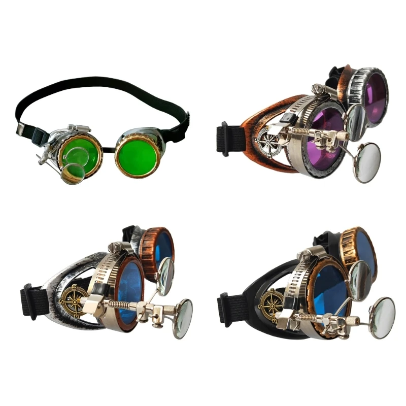 X6HF Vintage Steampunk gogle Cosplay kalejdoskop okulary okulary akcesoria do kostiumów