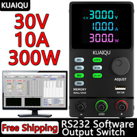 KUAIQU 30V 10A 5A Programmable Lab Power Supply With RS232 Port Software Control, Adjustable Bench Power Supply 60V 5A 120V 3A