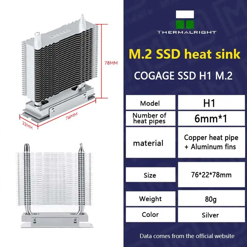 Thermalright COGAGE SSD H1 M.2 solid-state single tower radiator, supports PCI-E5.0/passive solid-state hard disk radiator