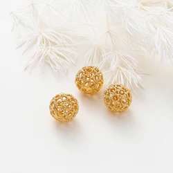 5Pcs/Lot 14/18K Gold Color Plated Brass O-Shaped Ball Loose Beads for DIY Necklace Earrings Jewelry Making Accessories
