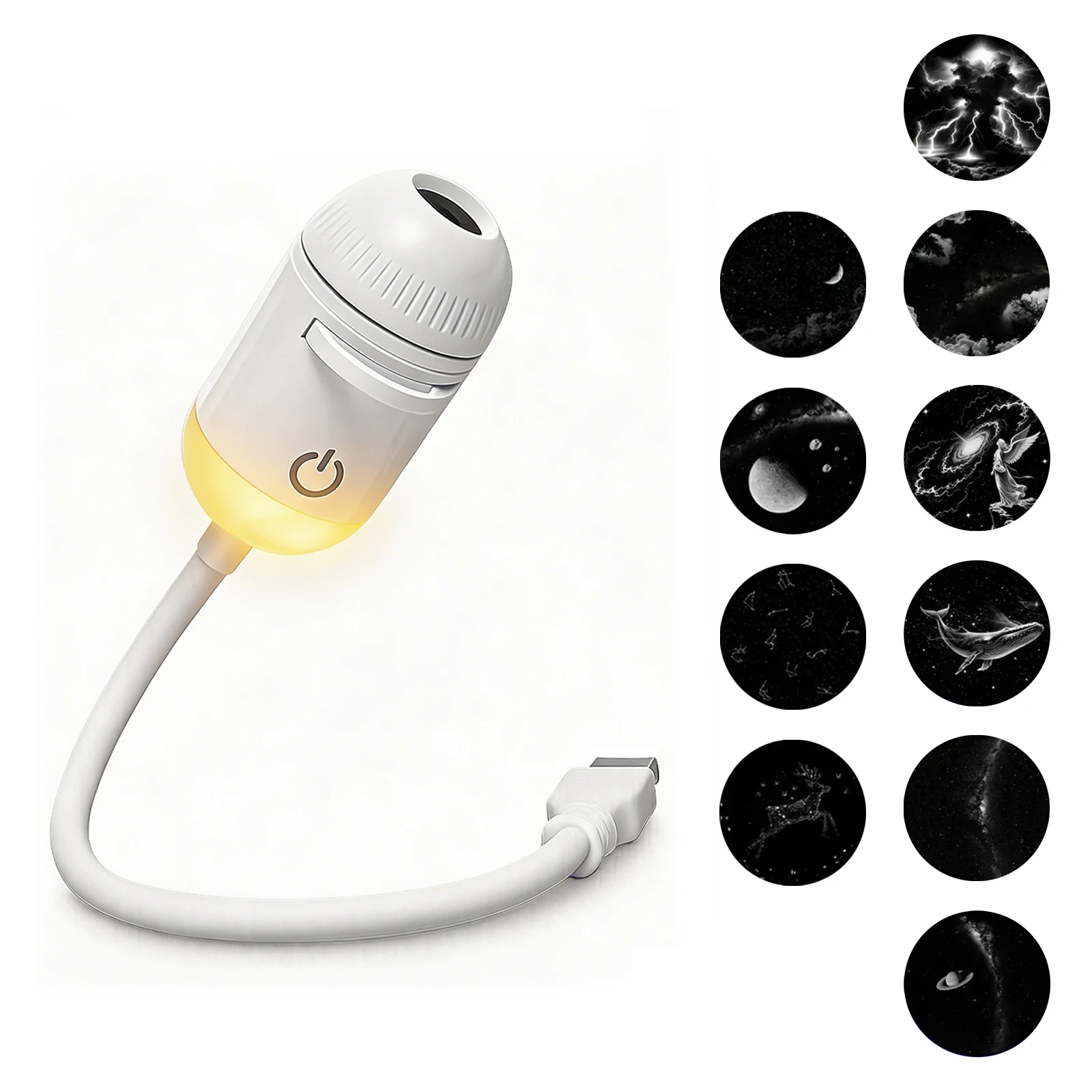 Neue 2-in-1 USB-Projektionsleuchte mit Manueller Fokussierung, Galaxie-Projektor, Auto-Ambientelampe, Romantische Raumbeleuchtung mit Mond, Saturn und Sternen