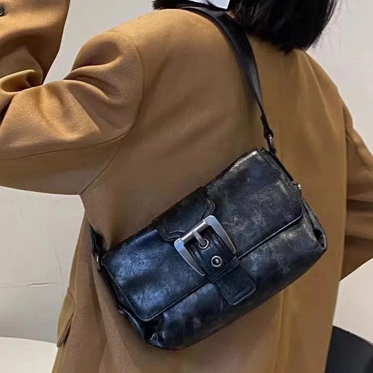 Sac sous les bras en cuir PU rétro pour femme, sacs initiés de haute qualité, décontracté, sac à bandoulière unique, nouveau, 2024