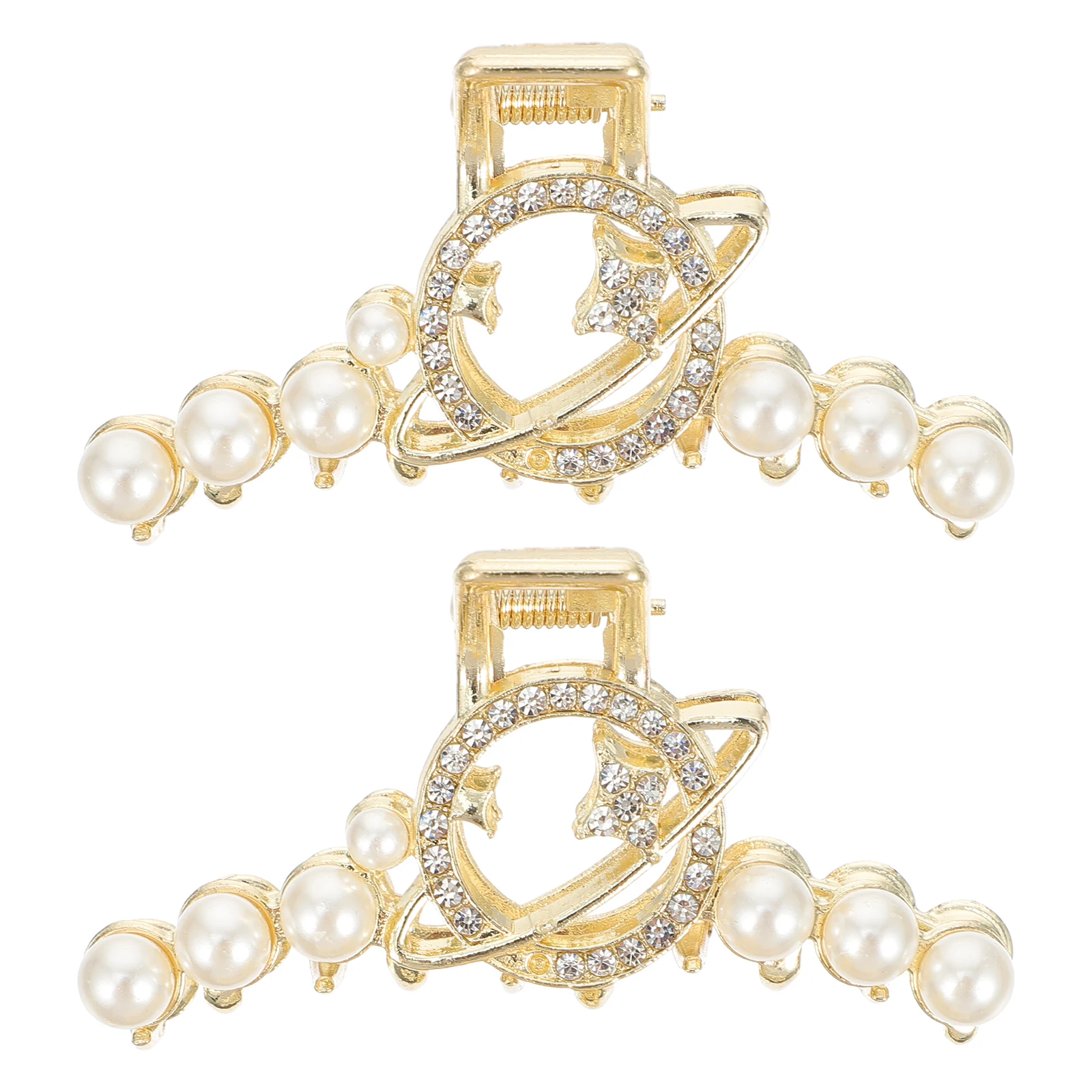 

2pcs Pearl Clip Rhinestone Shark Tooth Vintage Barrettes Elegant Hairstyle Pearl Hair Accessories Curly Hair Tools