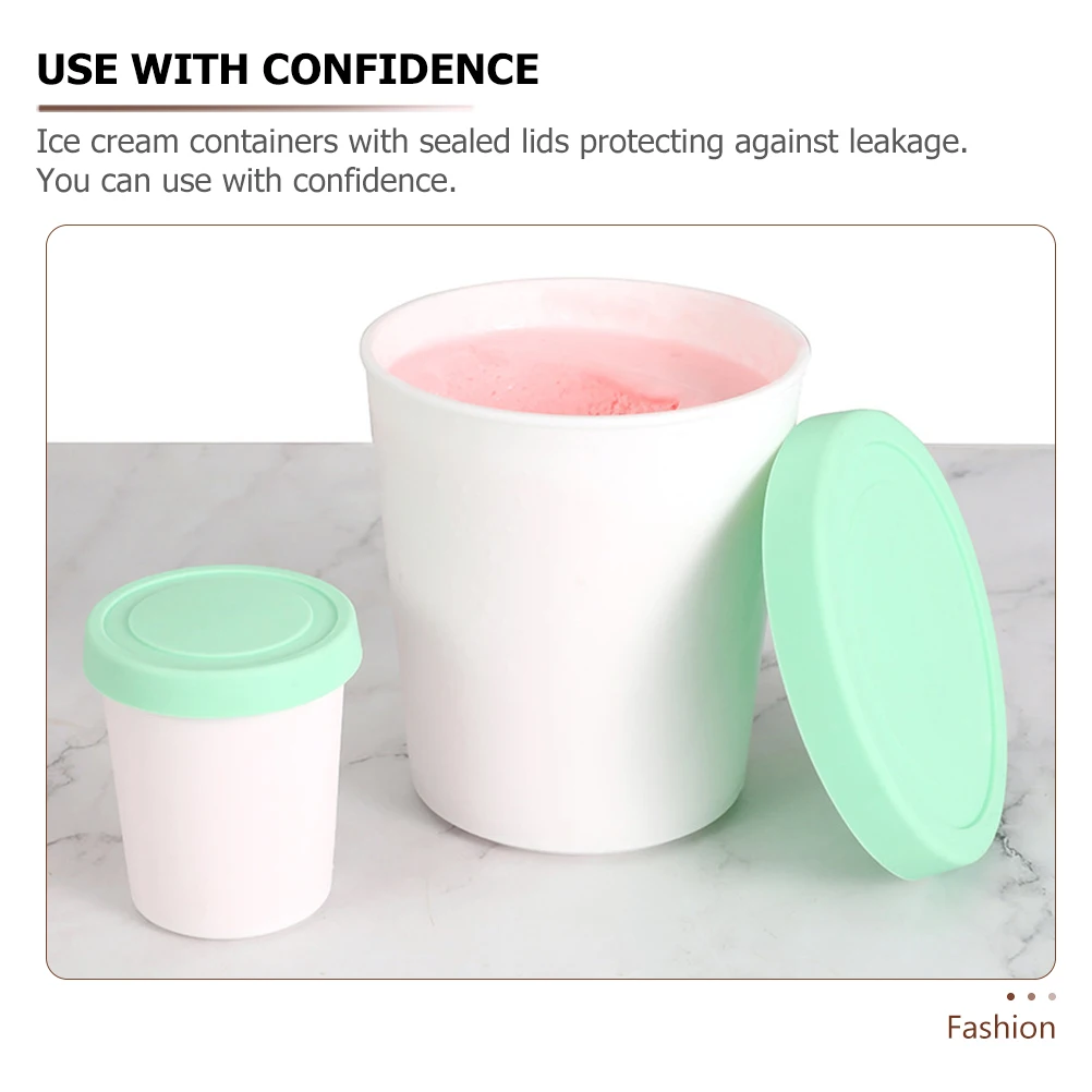 

3Pcs Lidded Ice Cream Bucket Set Strong Round Storage Containers for Homemade Ice Cream Jam Yogurt Leak-Free Freezer Safe