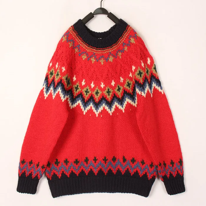 

Vintage Snow Handle Wool Sweater Fair Isle Vintage Netie Knitted Sweater Winter Women's Faion Crew Ne Cardigan