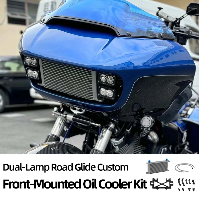 

For Harley 2017-2023 Touring Road Glide CVO Road Glide Motorcycle Oil Cooler Kit Radiator Bracket Oil Pipe Motocross Accessories