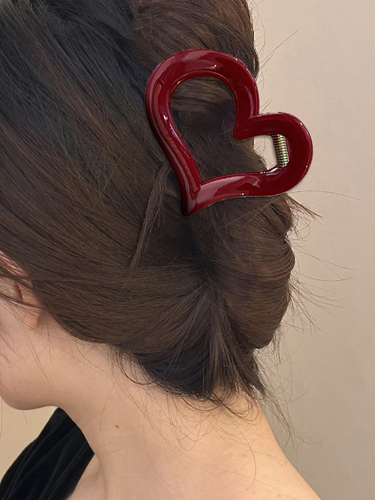 1 pc rote Serie Geometrie Haar klaue für Frauen Mädchen elegante Haarnadeln Hai Clips Krabben Haars pangen Mode Haarschmuck