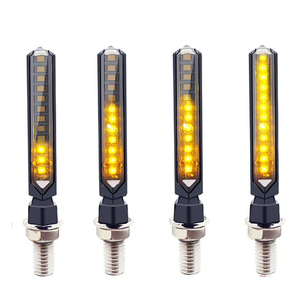 1 Pair Yellow Flowing Water Blinker Light 12 LEDs Motorcycle Signal Lamp LED Turn Signals Light Universal