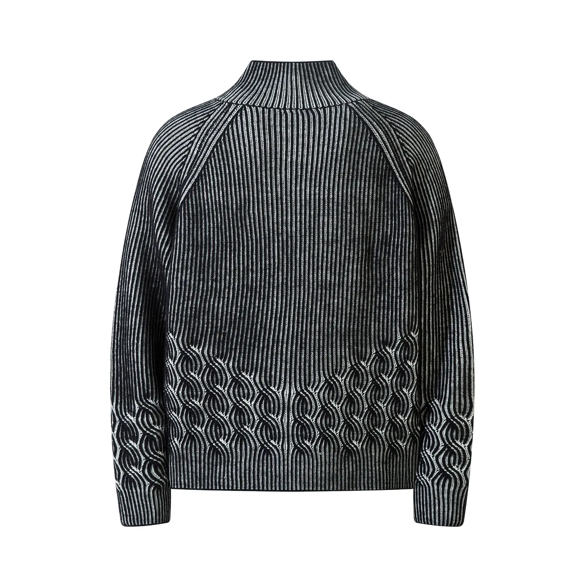 Men's Fashion High Streetwear Sweater Knitted Hip Hop Cardigan Jumpers Turtle Neck Loose Fit Knitwear Outerwear For Male