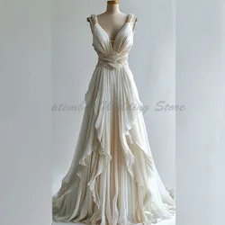 Fairy Evening dresses Elegant V neck A-line Backless Sleeveless Floor length High quality Wedding gowns 2025 Prom celebrity