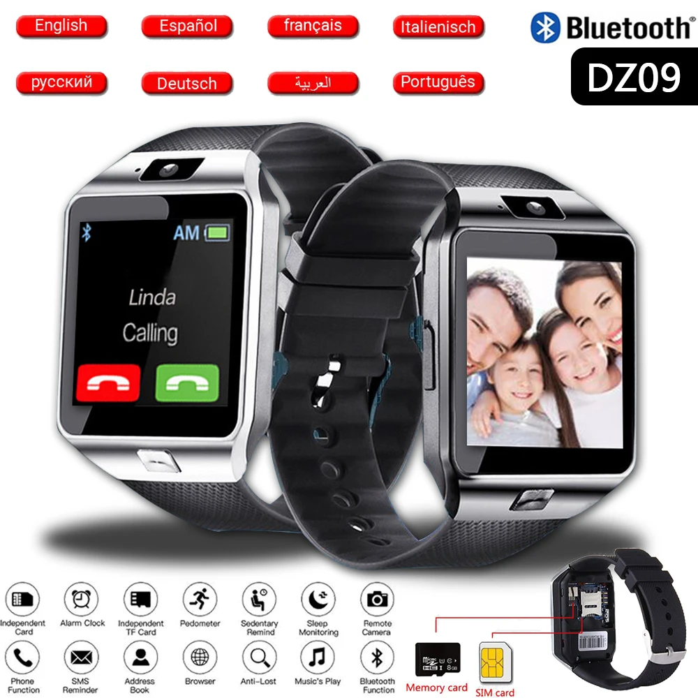 Digital Calling Smart Watches DZ09 2G SIM Camera Sport Intelligent Bracelet Waterproof TF Large-Capacity Smartwatch For Android