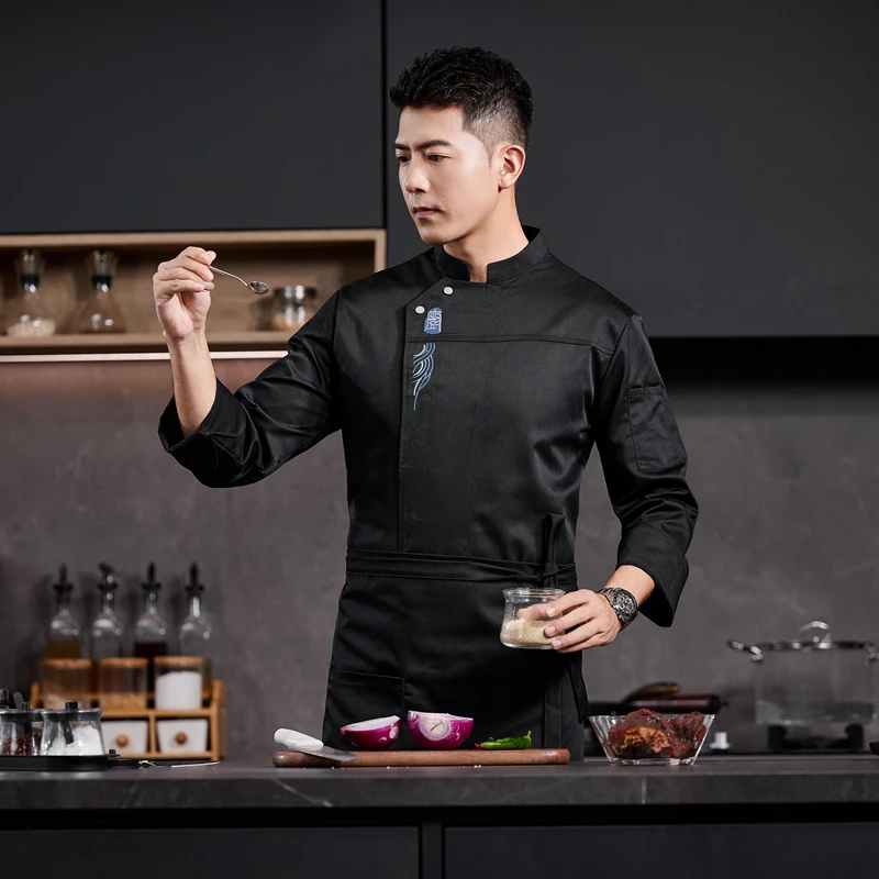 シェフ服3点セット卸売ケータリング作業服キッチンエプロン調理帽ベーカリークックシャツ作業服ウェイタースーツ