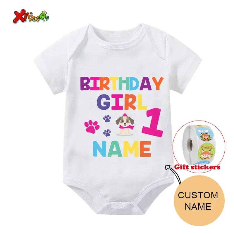Birthday girl T Shirt 1st 2nd 3rd paw girl Matching Family Outfits Dog TShirt Kids Party Custom Name T-Shirt Clothes Family Look 2