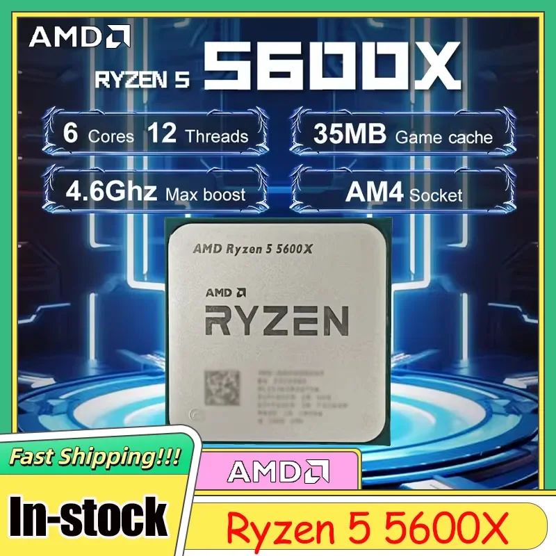

AMD Ryzen 5 5600X R5 5600X 6-Core 12-Thread 4.6GHz Unlocked Socket AM4 CPU Processor Gaming Desktop Without Retail Package