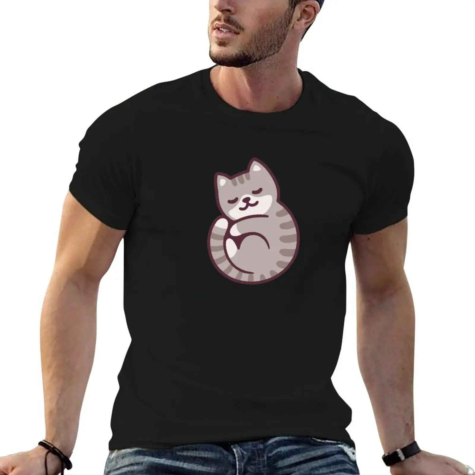 

Cute sleeping cat T-Shirt anime t shirts oversized graphic tee designer shirts graphic t shirt vintage mens designer clothes