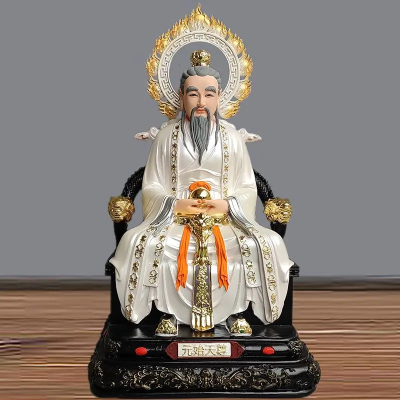 Taoist Three Pure Ones Resin Figurines, Sanqing Gods Laozi Yuanshi Tianzun Lingbao Tianzun for Home Altar Feng shui Decor