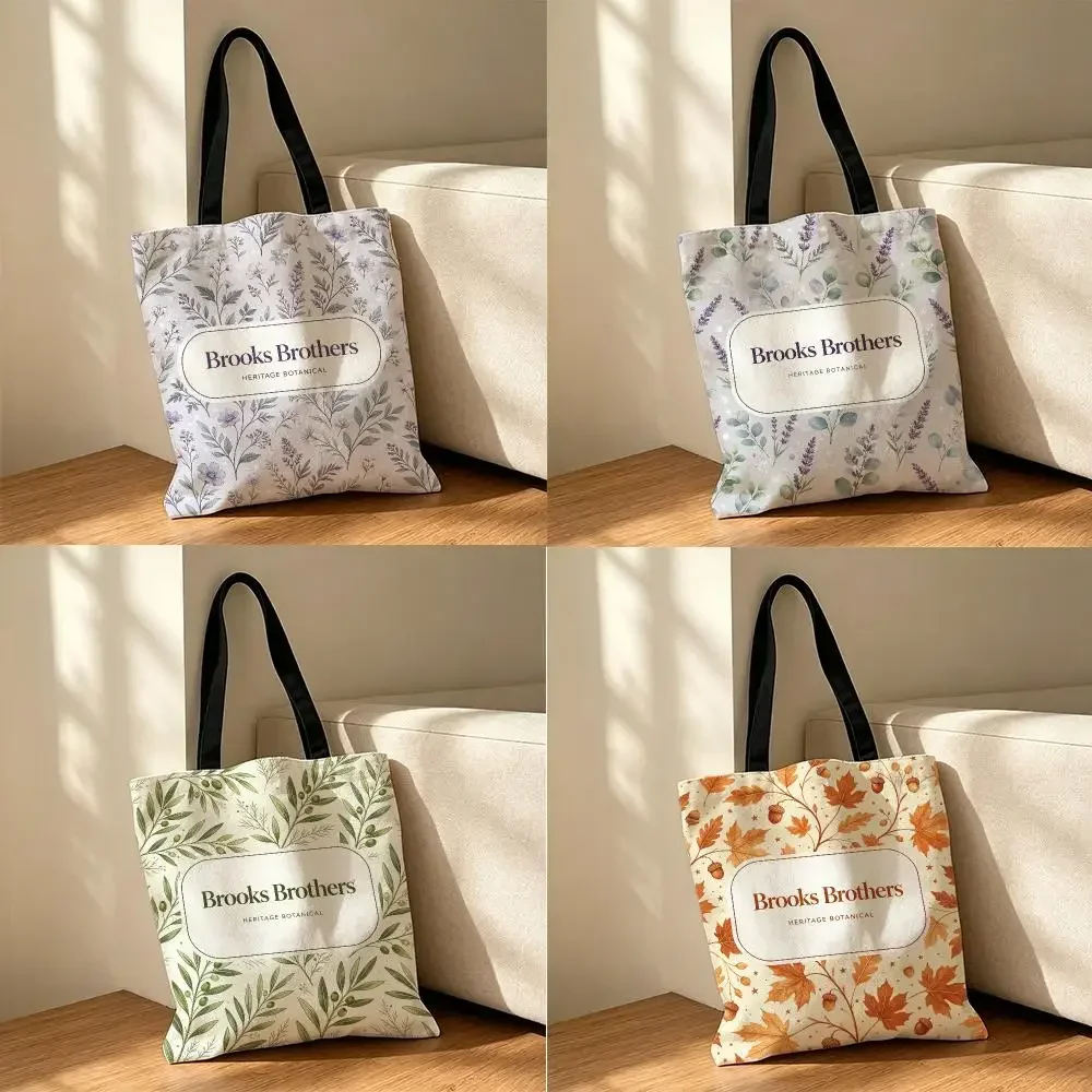 Bolsas de almacenamiento de la marca Brooks Brothers, de lona, tipo bolso de mano, reutilizables, con asa para llevar al hombro, ideales para la escuela, el trabajo, los viajes y el uso diario.
