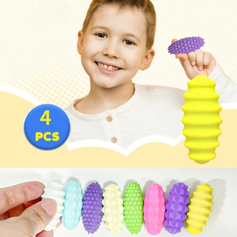 Giocattolo sensoriale magnetico da 4 pezzi con superfici strutturate per alleviare lo stress e lo sviluppo cognitivo delle mani