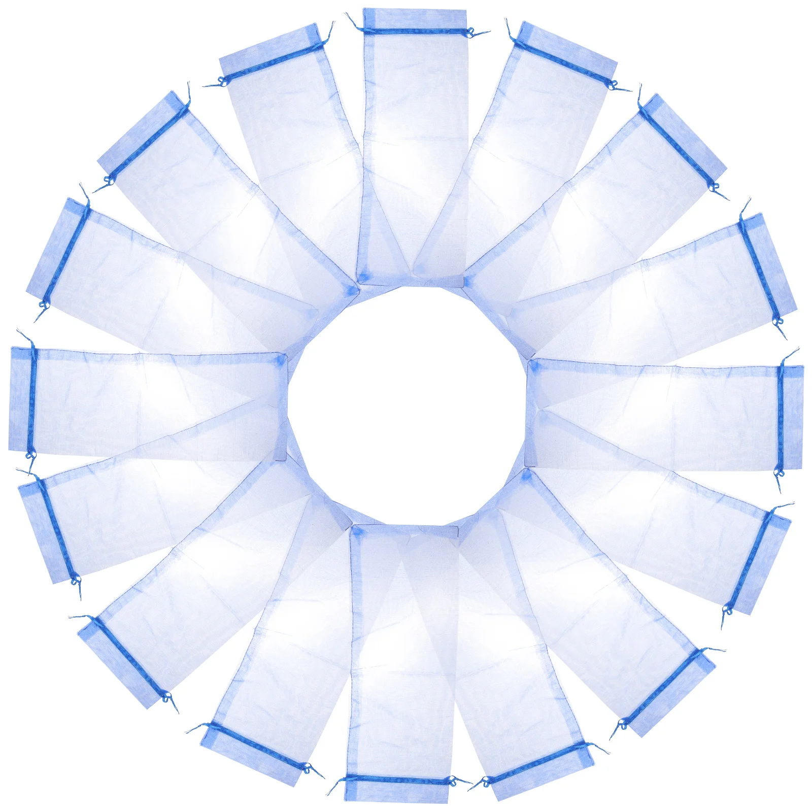 

20pcs Blue Sheer Organza Wine Bags 37x15cm Satin Drawstring Gift Bottle Wrap Carrier Perfect for Parties Presents