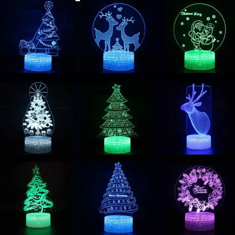 Kinderkamerdecoratie 3D-nachtlampje Afstandsbediening Aanraakschakelaar Verjaardagscadeau 3D-lamp Kerst decoratieve verlichting