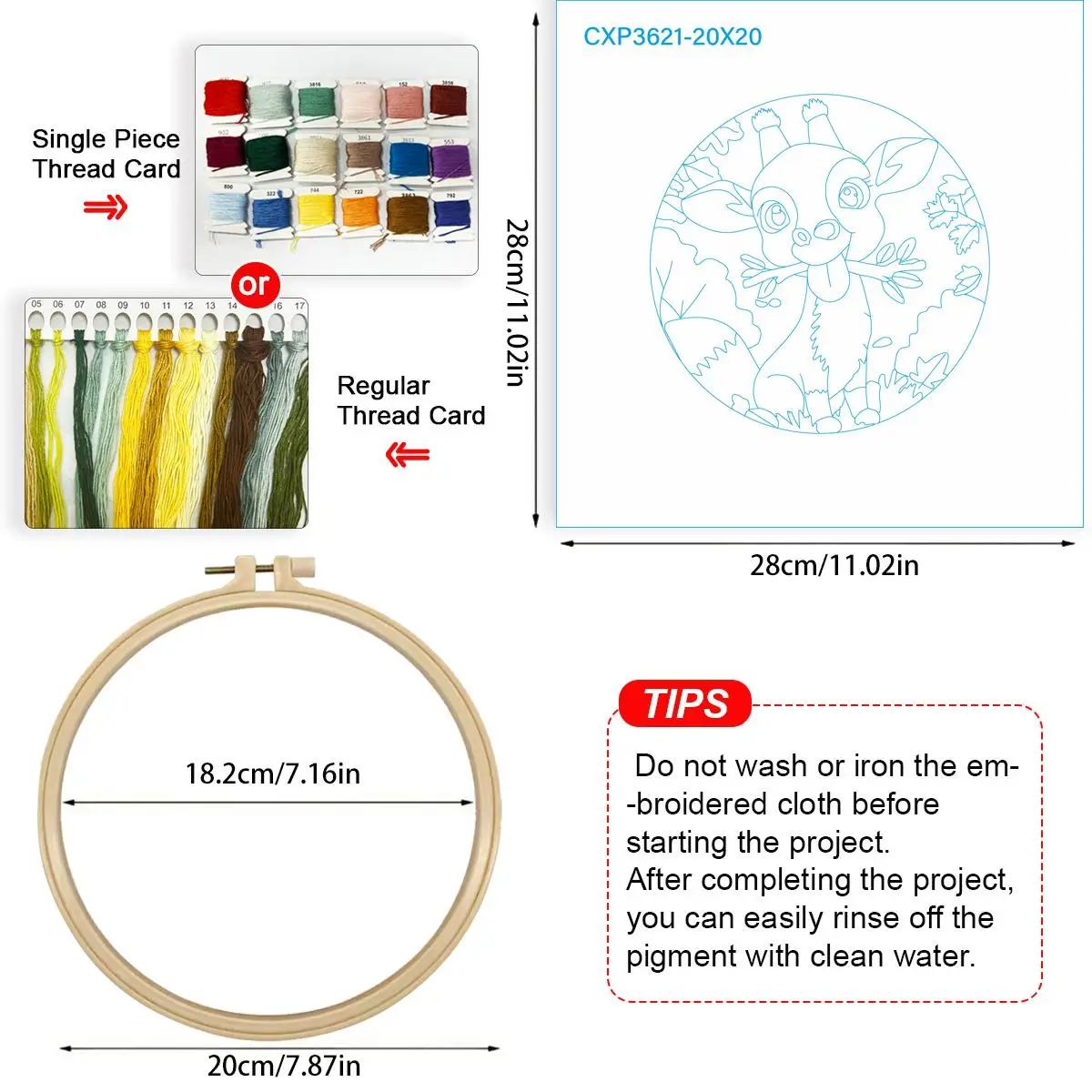 1 Stück 20X20CM/15X15CM 7,87/6,3 Zoll Esel-Stickerei-Starter-Kit DIY-Kit DIY-Stickerei-Set Handarbeiten Nähkunst Kunsthandwerk Malerei – Detail 5