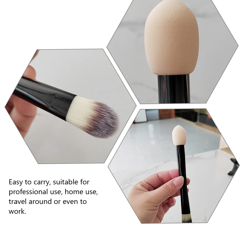

Dual-Ended Makeup Brush For Foundation Concealer Powder Blush Cosmetics Tools Sturdy Handle Portable Travel Home Use
