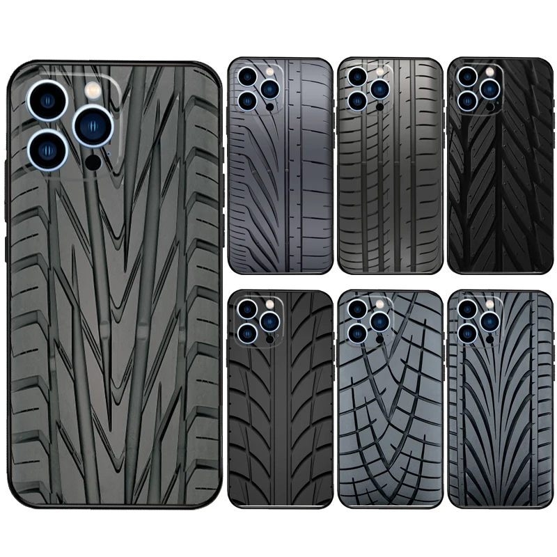 Tire Tread Tyre Track Case For iPhone 14 13 12 11 16 15 Pro Max Plus Mini X XR XS Max 7 8 Soft TPU Back Cover