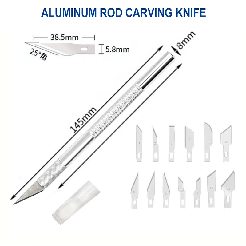 DIY Aluminum Alloy Hand Carving Knife Model Making Art Knife Woodcarving Hand Account Cutting Paper Cutting Tool Accessories