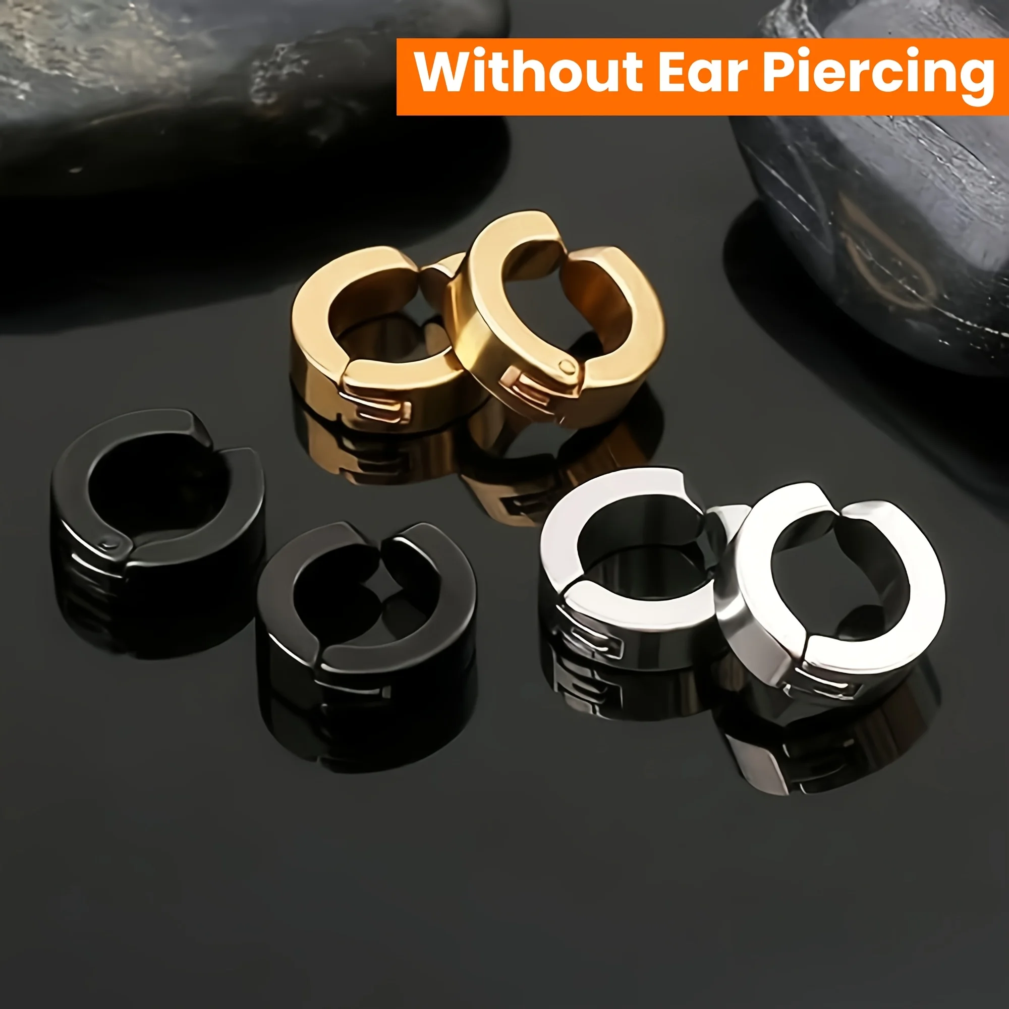 1 Pair/3 Pairs Fashion Ear Clip Non Piercing Earrings Fake Earrings for Men Women Circle Round Earring Punk Rock Style Jewelry