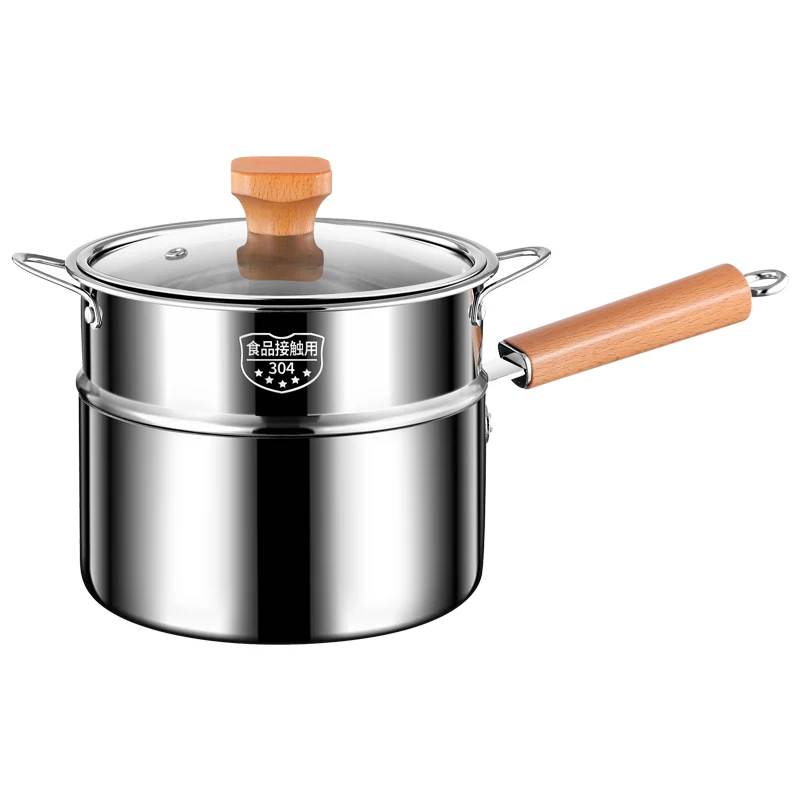 

Uncoated 316 stainless steel baby special complementary food pot small milk pot household baby frying integrated non-stick steam