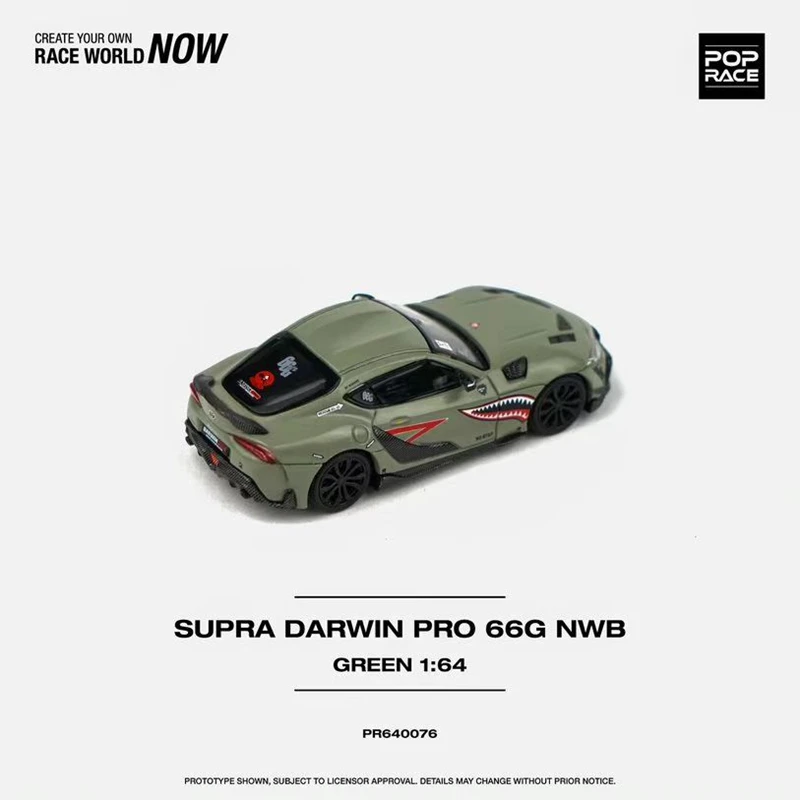 POPRACE 1/64 Toyota GR SUPRA DARWIN PRO 66G NWB Legering Speelgoed Motor Diecast Metaal Model Gift