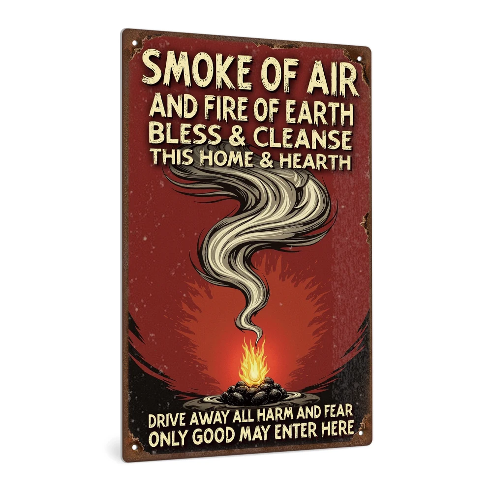 Putuo ديكور 1 قطعة علامة القصدير المعدنية خمر ، دخان الهواء والنار ، جدار ديكور فني للمنزل حفلة الهالوين ، هدية